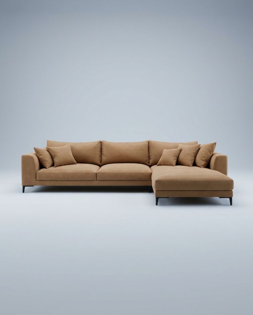 The Frae Chaise Sofa — Camel Suede