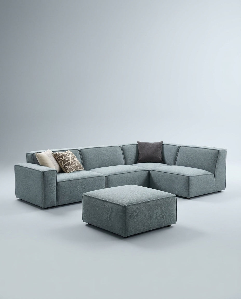 The Haven Corner Sectional — Storm Grey — three-quarter view
