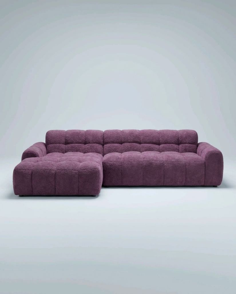 The Marshmallow Sectional — Plum Bouclé