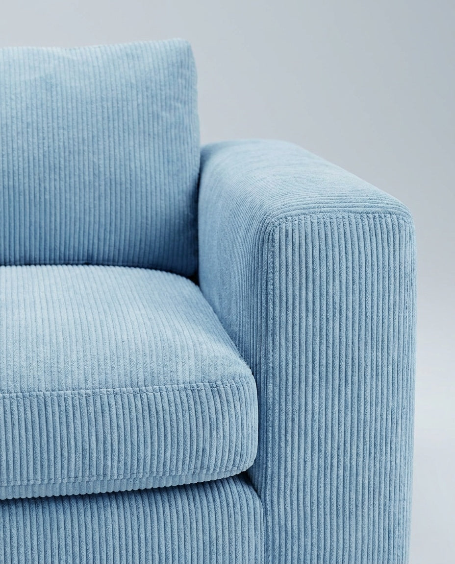 The Lazi Boi Lounge — Baby Blue Corduroy — detail view
