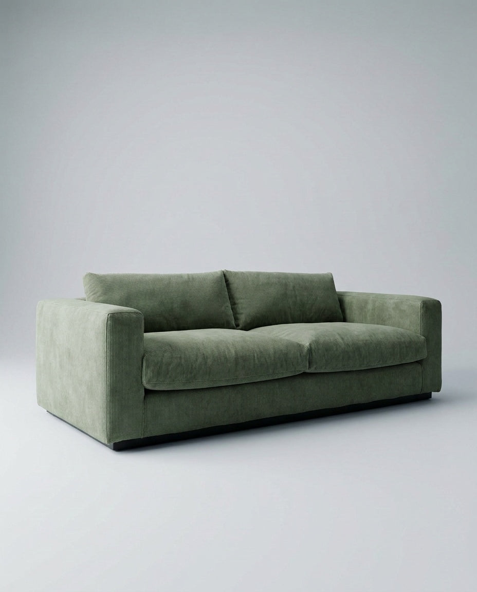 The Lazi Boi Lounge — Sage Green Corduroy in a living room