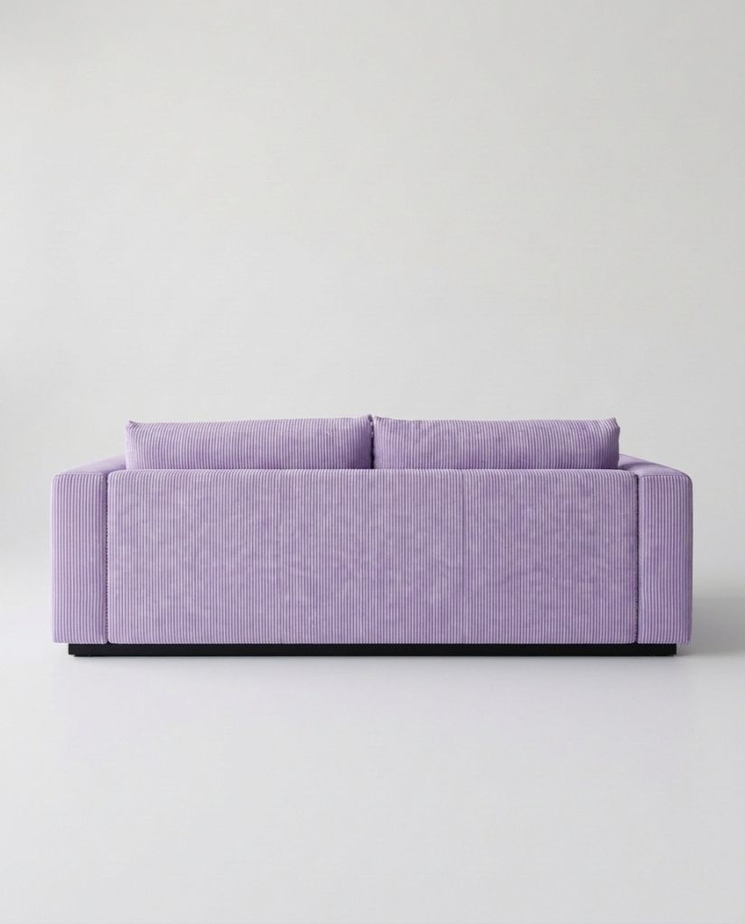 The Lazi Boi Lounge — Lilac Corduroy in a living room