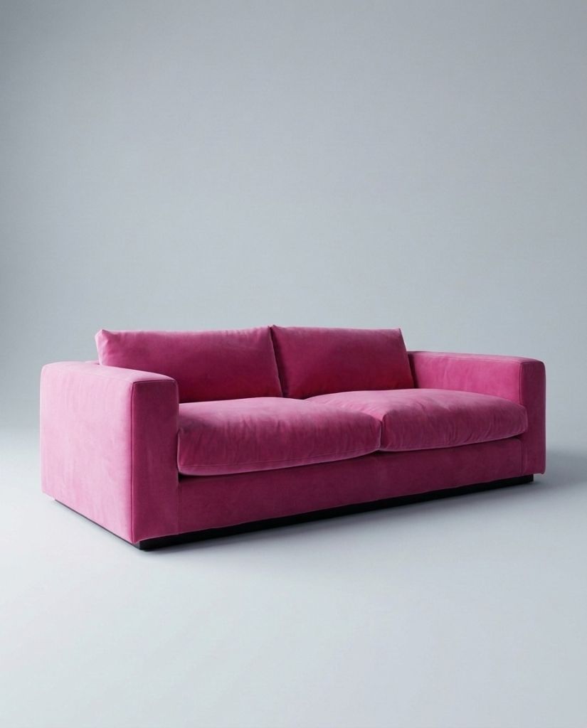 The Lazi Boi Lounge — Fuchsia Velvet in a living room