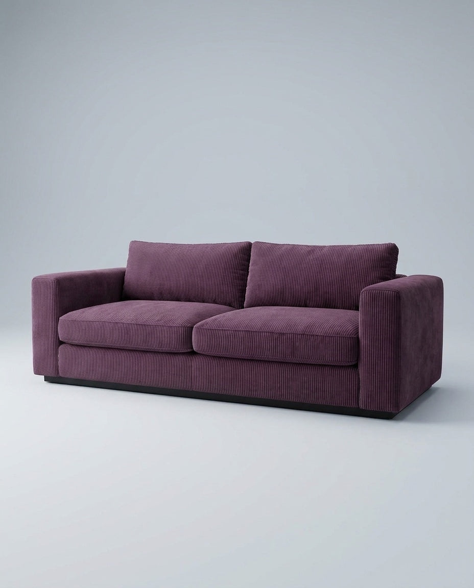 The Lazi Boi Lounge — Purple Corduroy in a living room