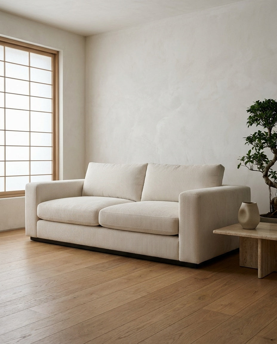 The Lazi Boi Lounge — White Corduroy in a living room