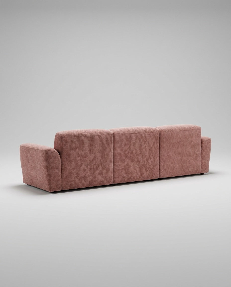 The Pillow Sofa — Rose Corduroy — back view