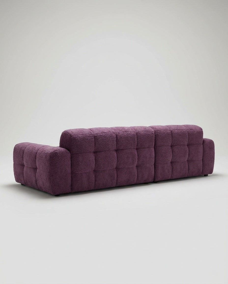 The Marshmallow Sectional — Plum Bouclé — back view
