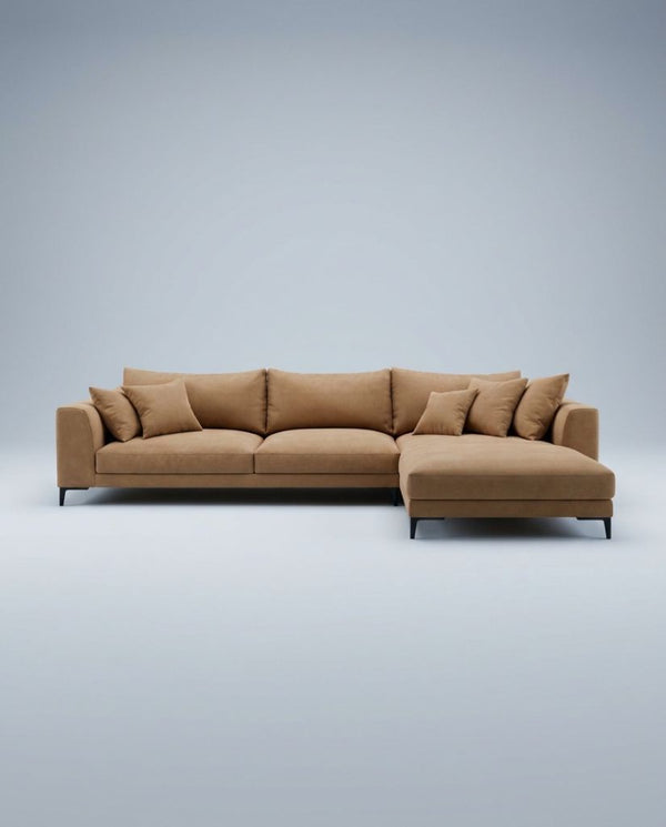 The Frae Chaise Sofa — Camel Suede