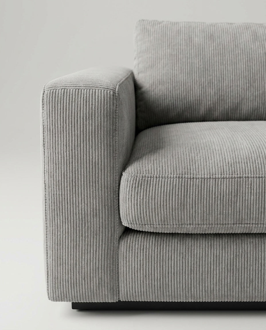The Lazi Boi Lounge — Light Grey Corduroy — detail view