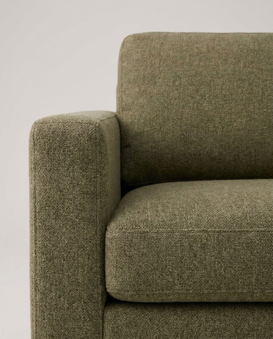 The Frae Chaise Sofa — Olive Green Fabric — fabric detail