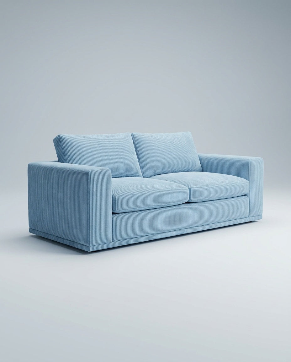The Lazi Boi Lounge — Baby Blue Corduroy — three-quarter view