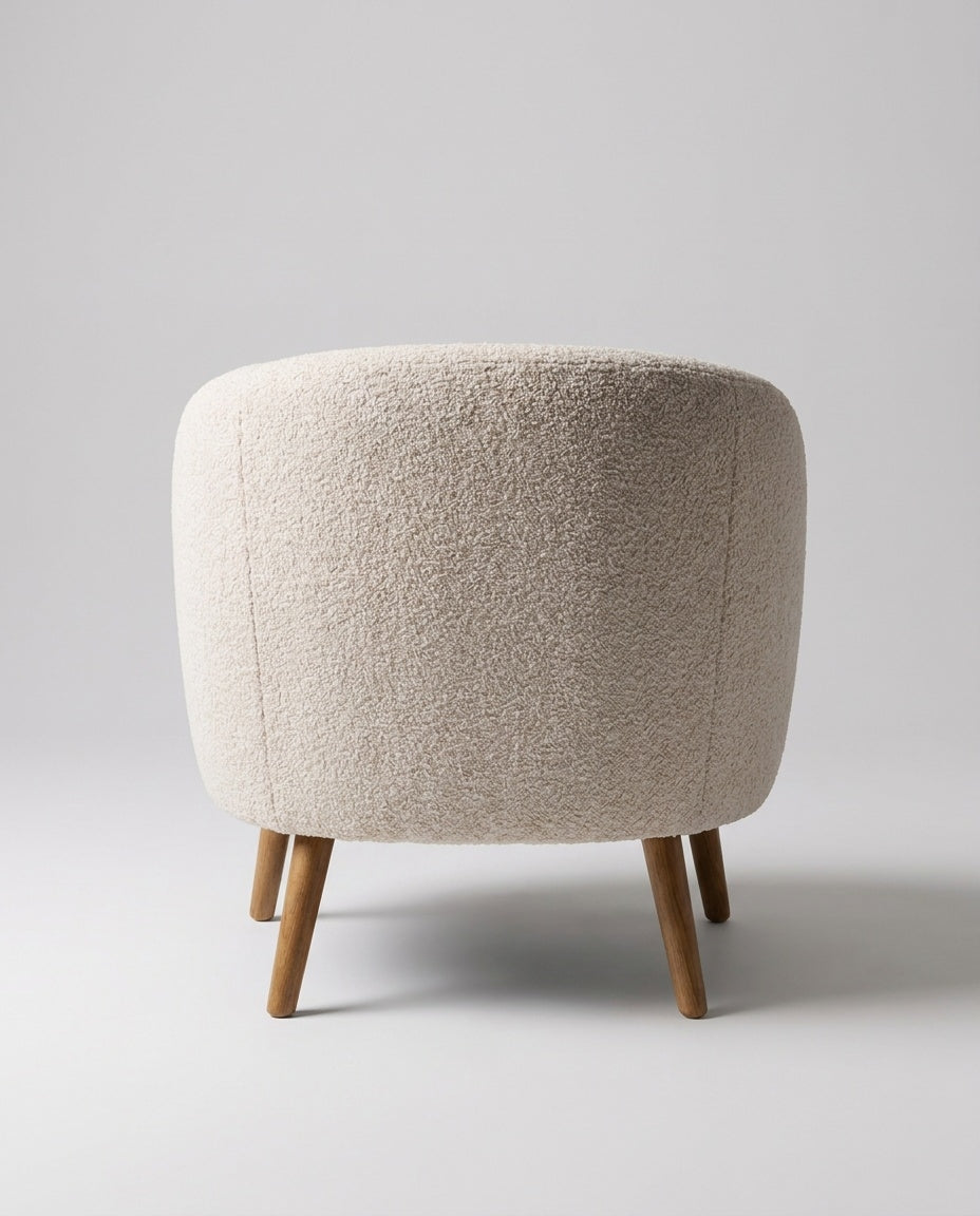 The Pebble Chair — Cream Bouclé — back view