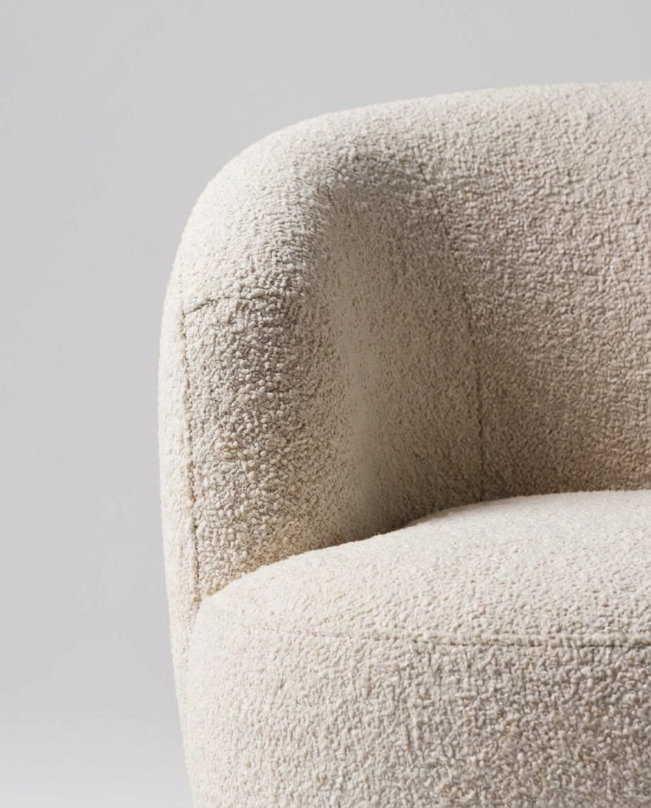 The Pebble Chair — Cream Bouclé — fabric detail