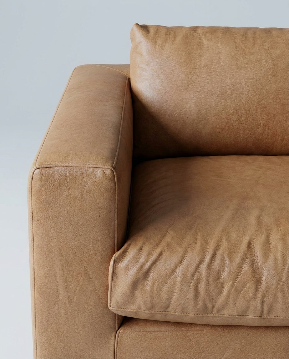 The Lazi Boi Lounge — Tan Leather — detail view