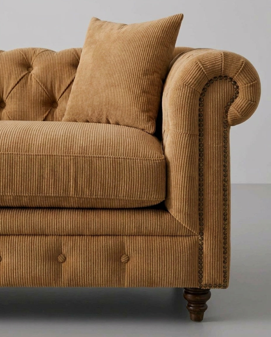 The Chesterfield — Ochre Corduroy — fabric detail