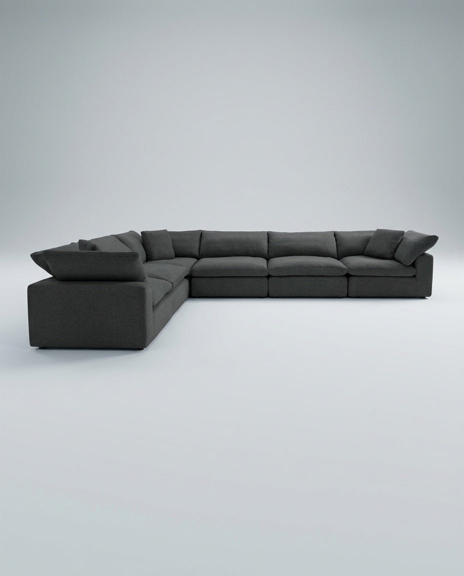 The Cloud Sectional — Charcoal (5 Seat) — three-quarter view