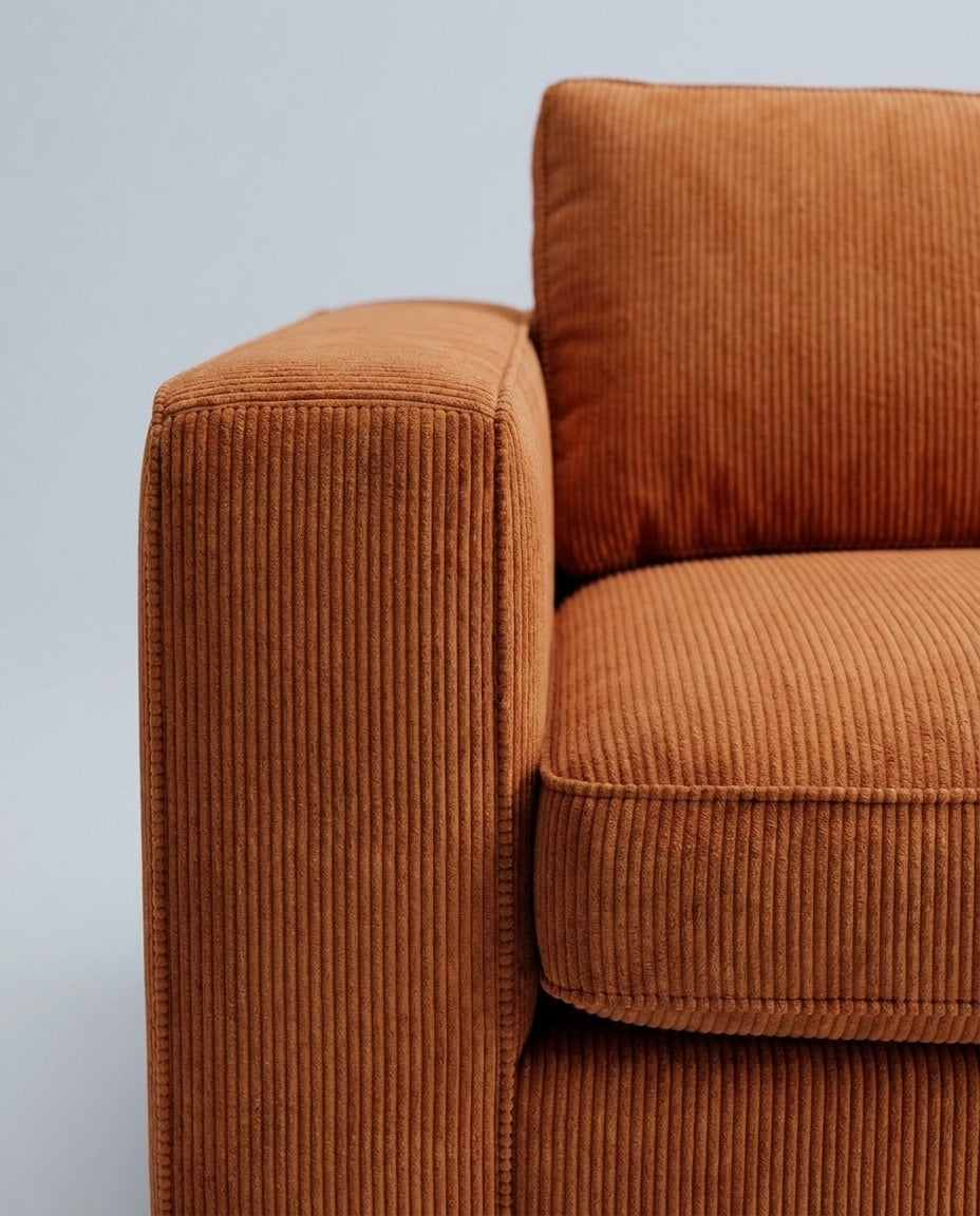 The Lazi Boi Lounge — Orange Corduroy — detail view