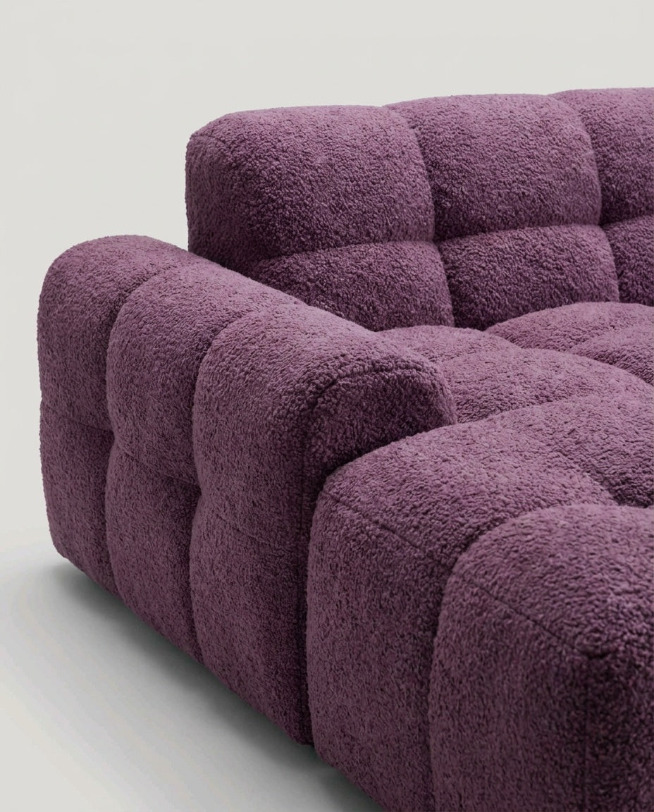 The Marshmallow Sectional — Plum Bouclé — fabric detail