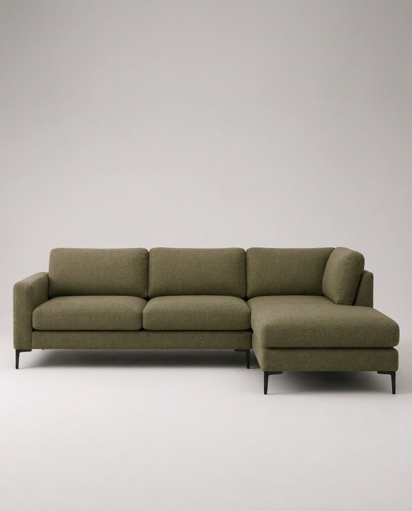 The Frae Chaise Sofa — Olive Green Fabric