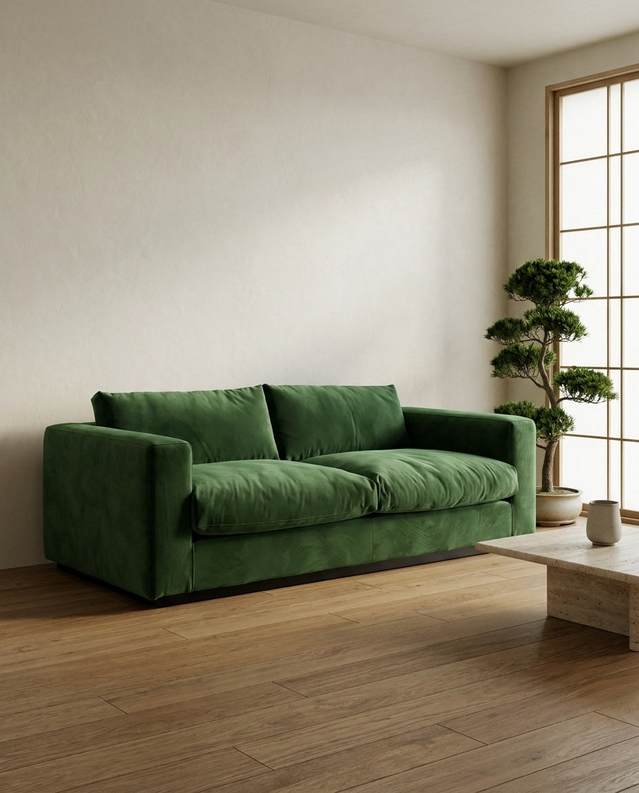 The Lazi Boi Lounge — Green Velvet in a living room