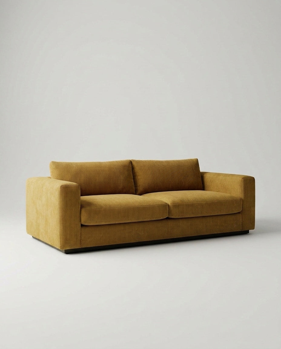 The Lazi Boi Lounge — Mustard Corduroy — three-quarter view