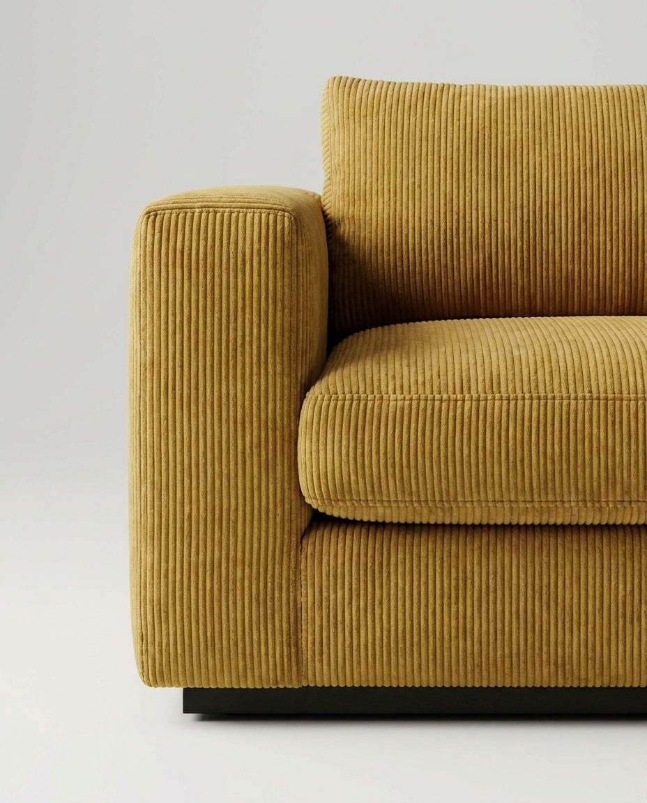 The Lazi Boi Lounge — Mustard Corduroy — detail view
