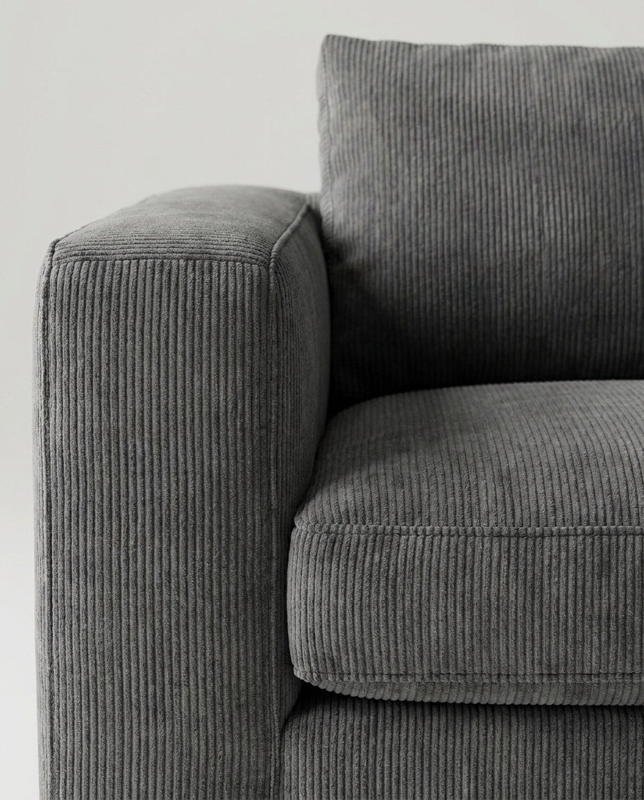 The Lazi Boi Lounge — Dark Grey Corduroy — detail view