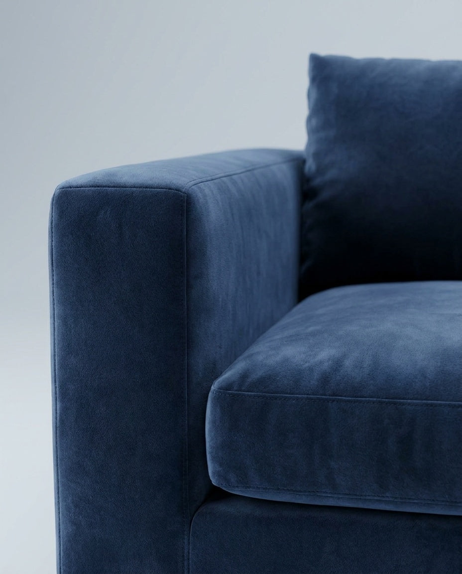 The Lazi Boi Lounge — Navy Velvet — detail view