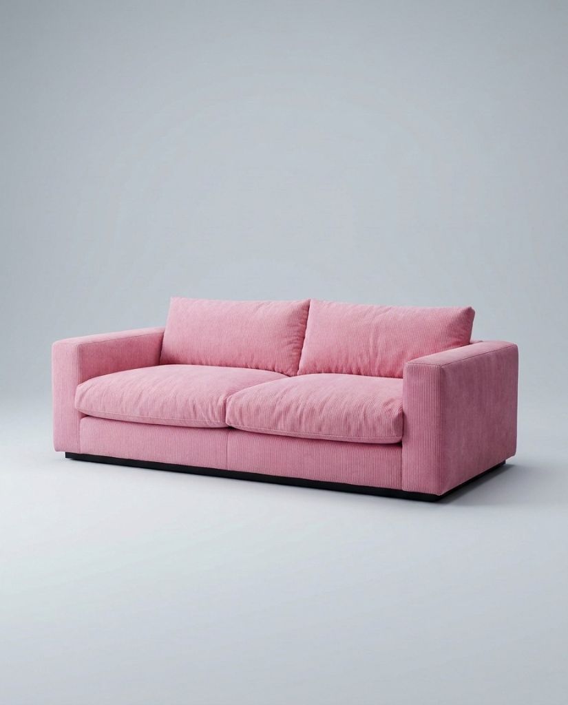 The Lazi Boi Lounge — Candy Pink Corduroy in a living room