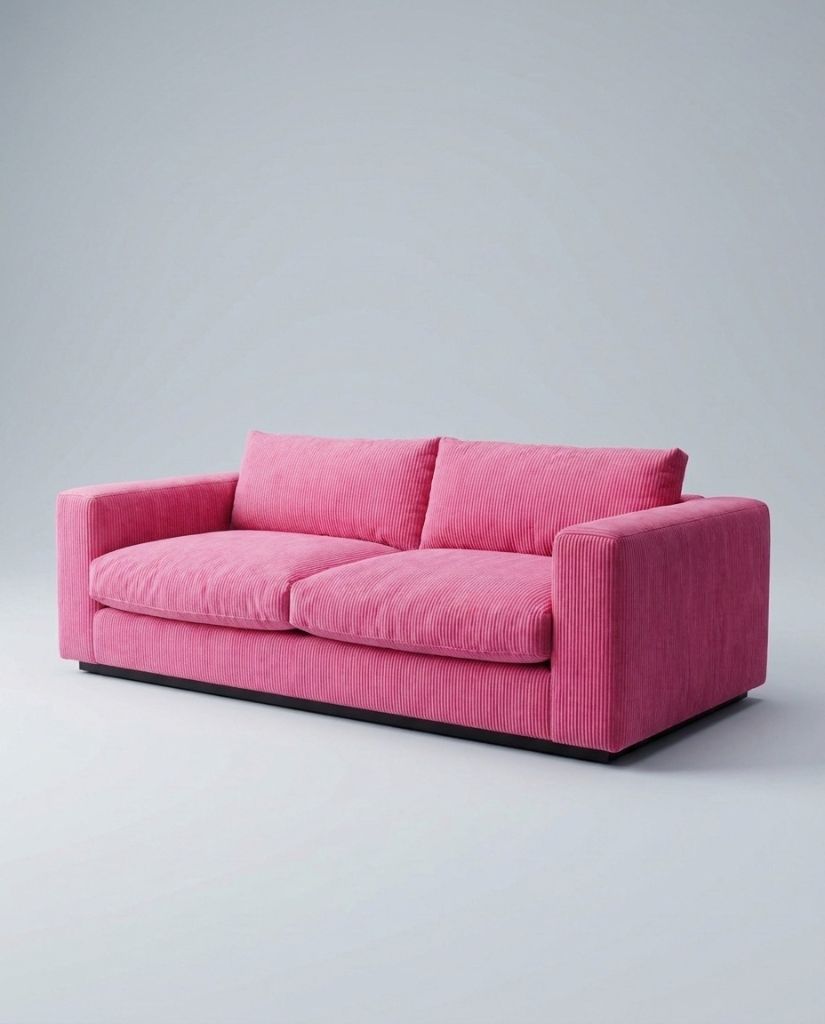 The Lazi Boi Lounge — Hot Pink Corduroy — angle view