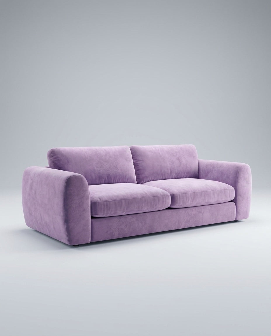 The Blossom Sofa — Lavender — three-quarter view