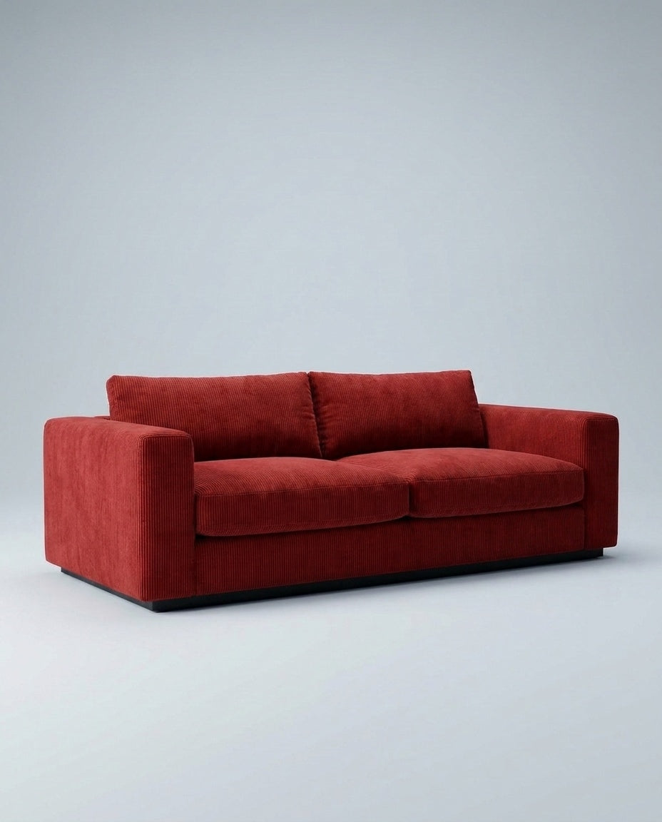 The Lazi Boi Lounge — Red Corduroy — three-quarter view