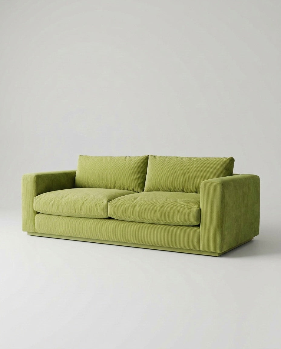 The Lazi Boi Lounge — Lime Green Corduroy — three-quarter view