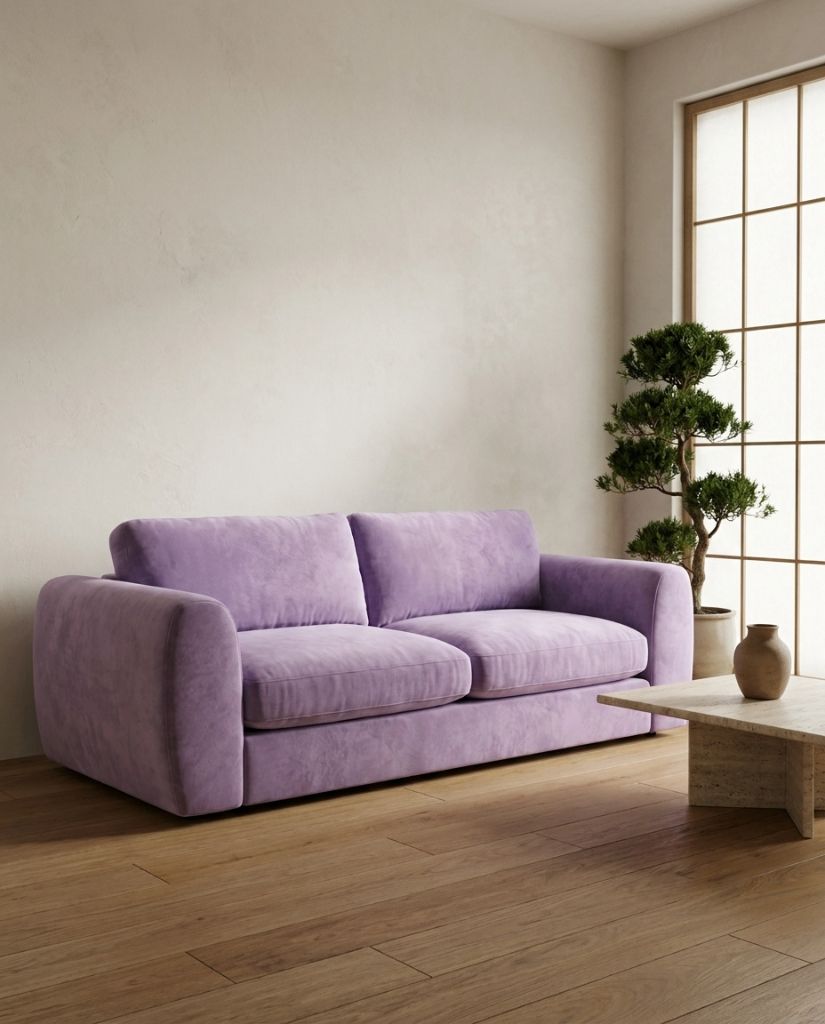 The Blossom Sofa — Lavender styled in a living room