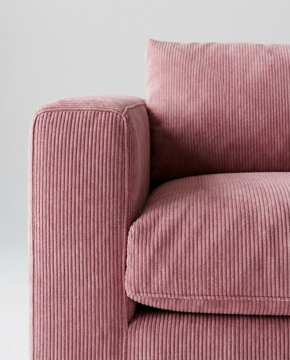 The Lazi Boi Lounge — Rose Pink Corduroy — detail view