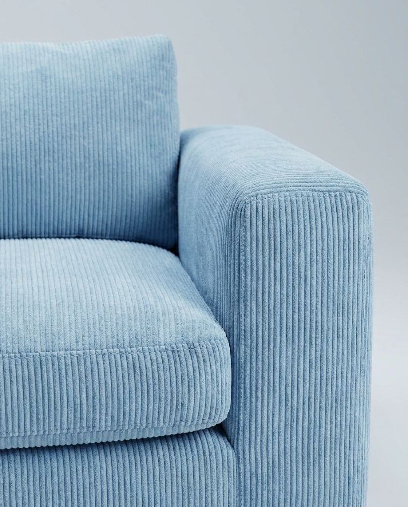 The Lazi Boi Lounge — Sky Blue Corduroy — detail view