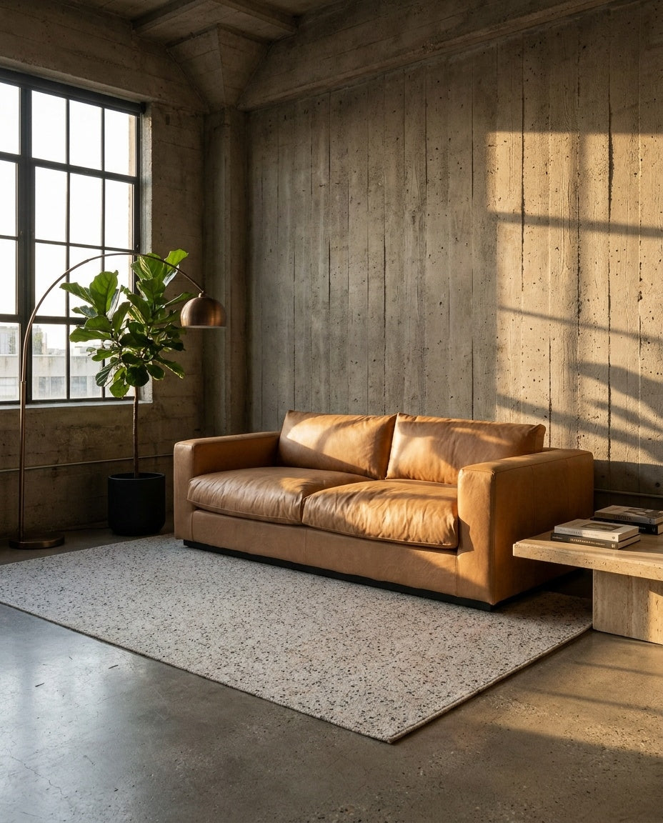The Lazi Boi Lounge — Tan Leather in a living room
