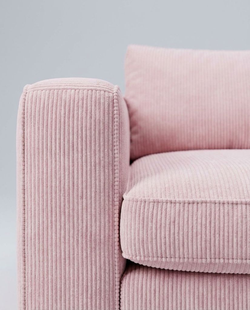 The Lazi Boi Lounge — Blush Pink Corduroy — detail view