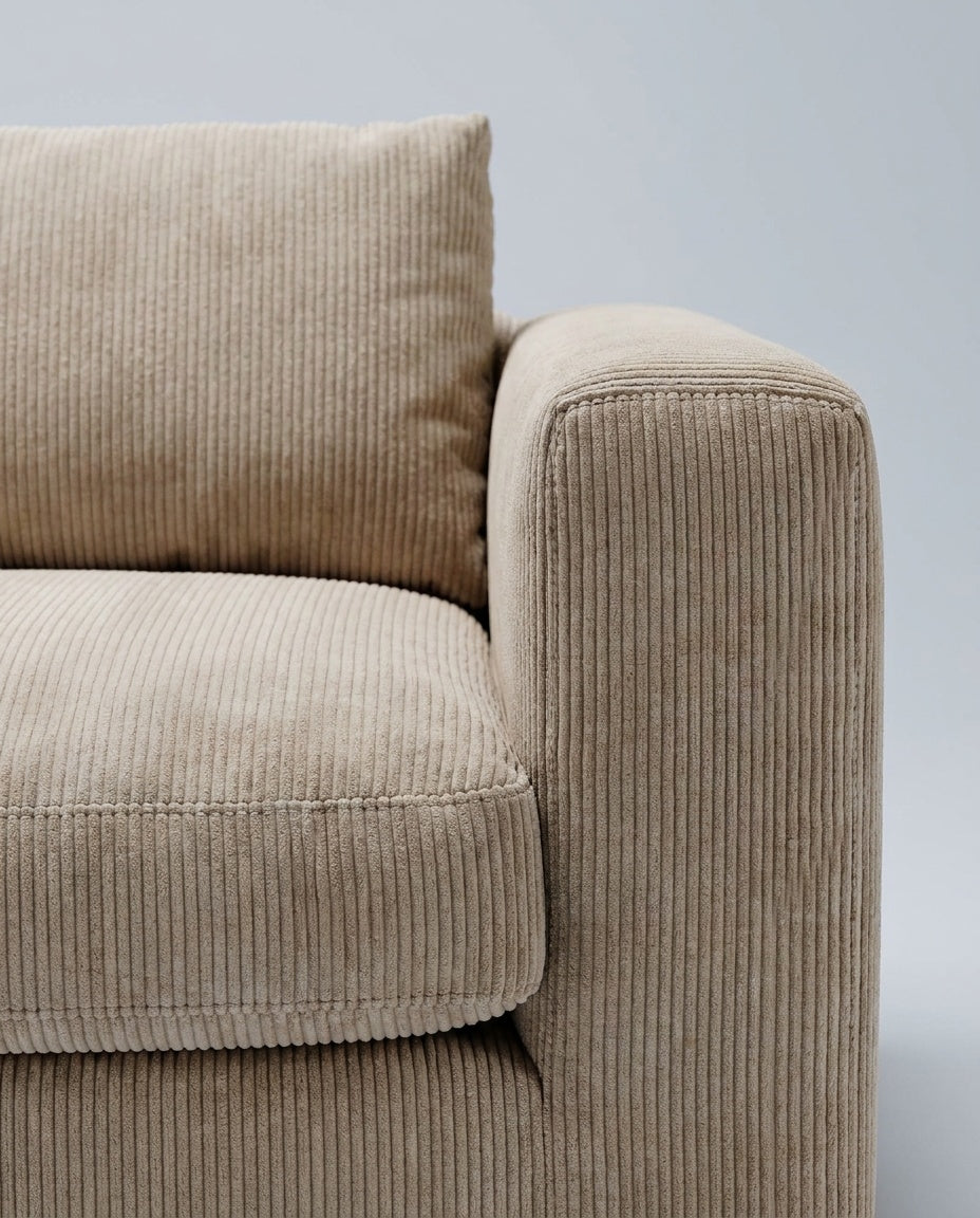 The Lazi Boi Lounge — Beige Corduroy — detail view