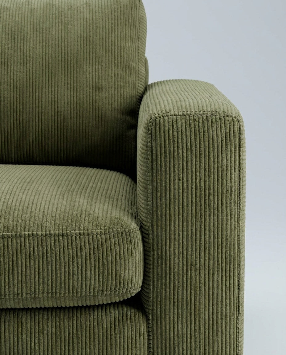 The Lazi Boi Lounge — Olive Green Corduroy — detail view
