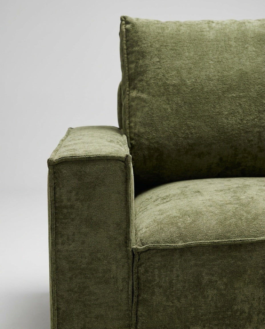 The Cloud Loveseat — Olive Velvet — fabric detail