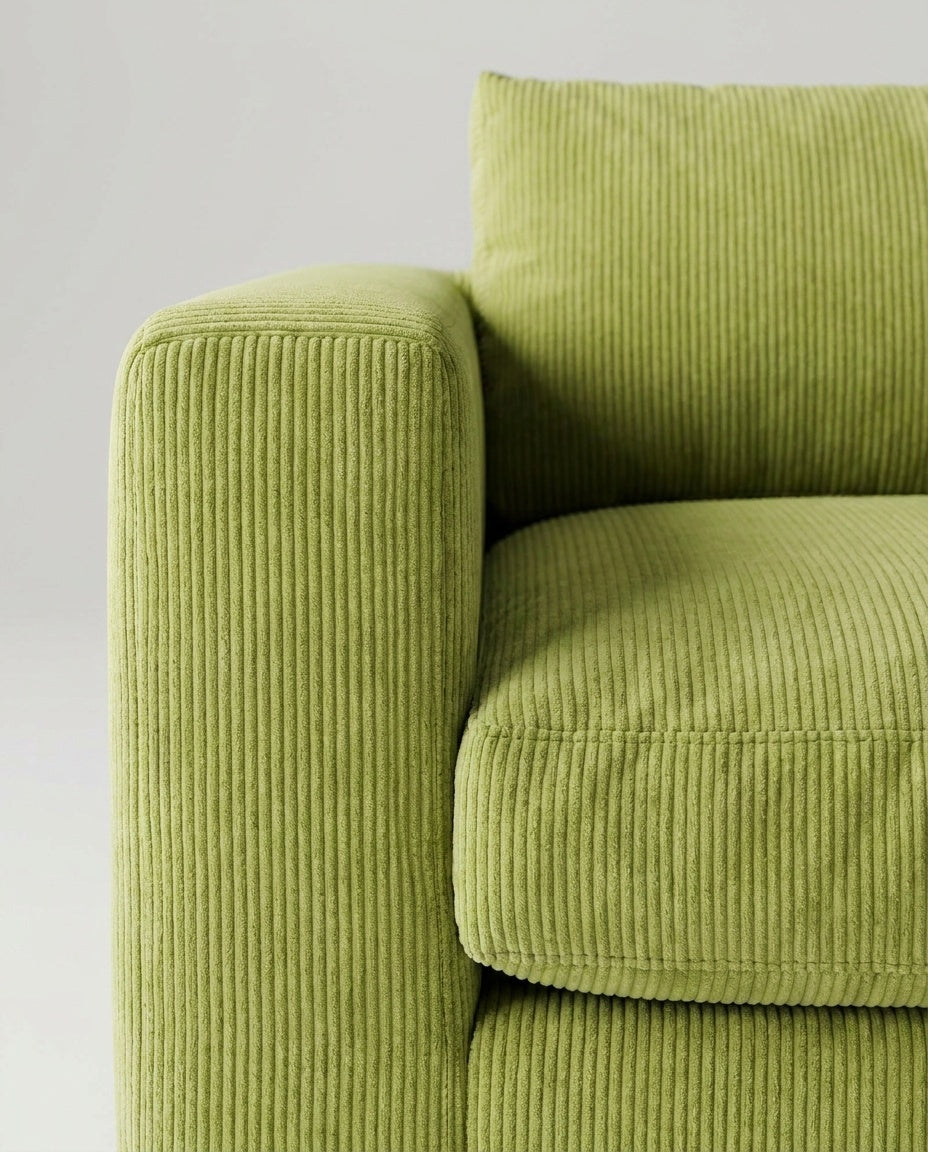 The Lazi Boi Lounge — Lime Green Corduroy — detail view