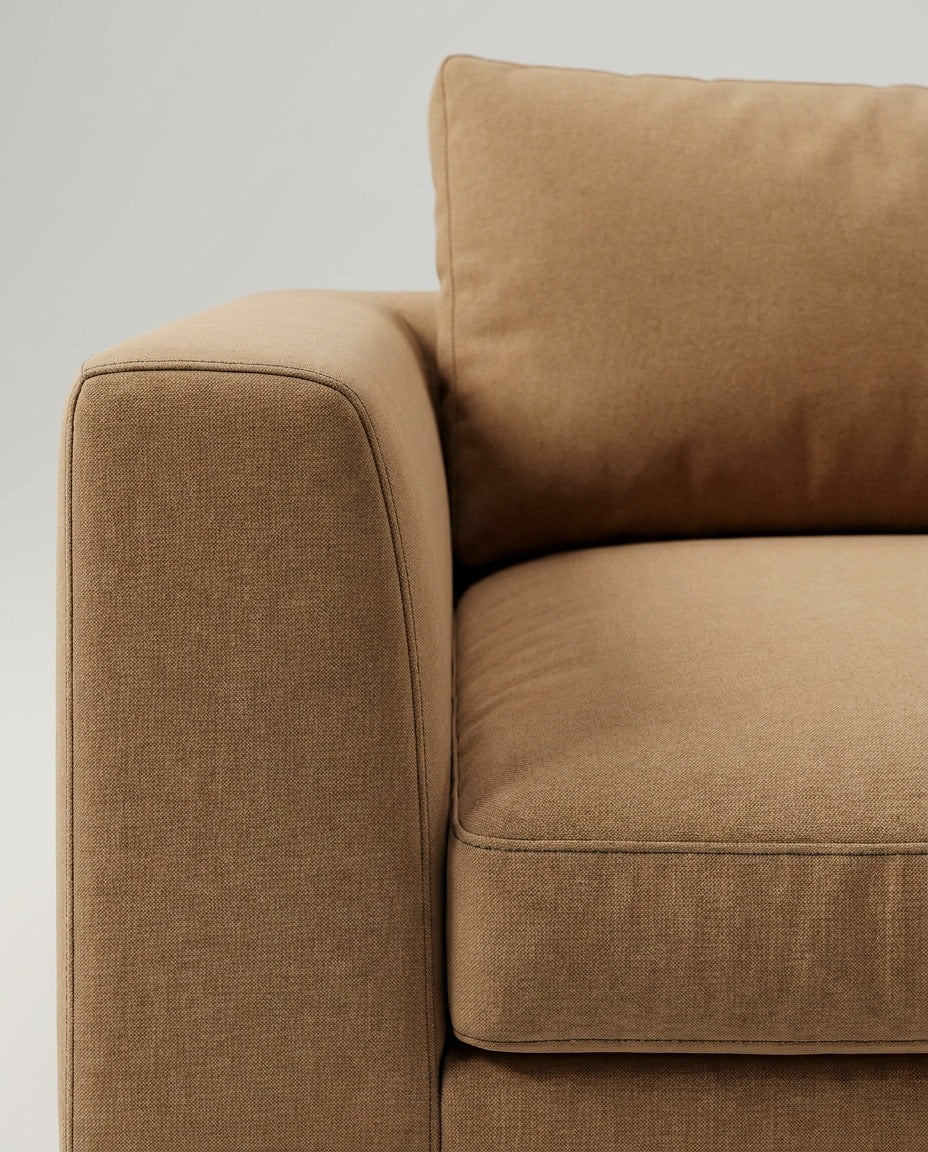 The Frae Chaise Sofa — Camel Suede — fabric detail