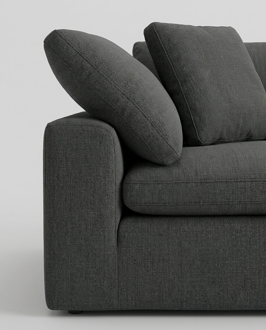 The Cloud Sectional — Charcoal (5 Seat) — fabric detail