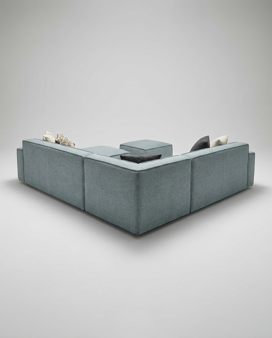 The Haven Corner Sectional — Storm Grey — back view