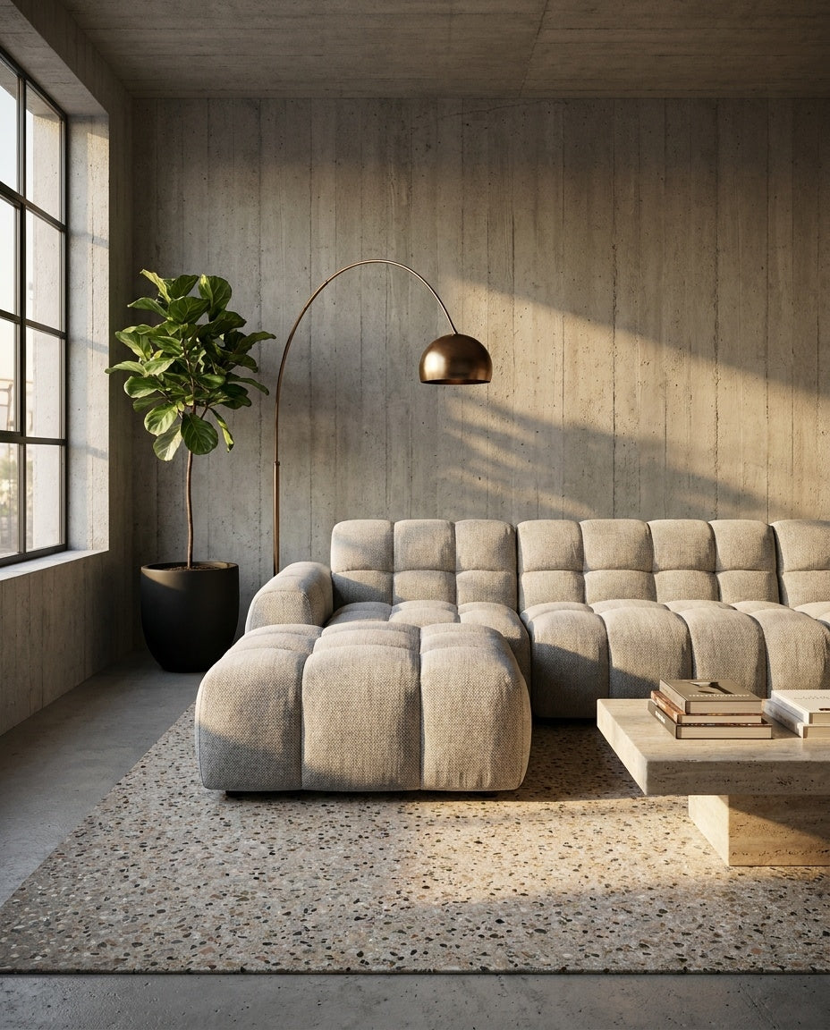 The Cloud Sectional — Dove Grey Linen in a living room setting