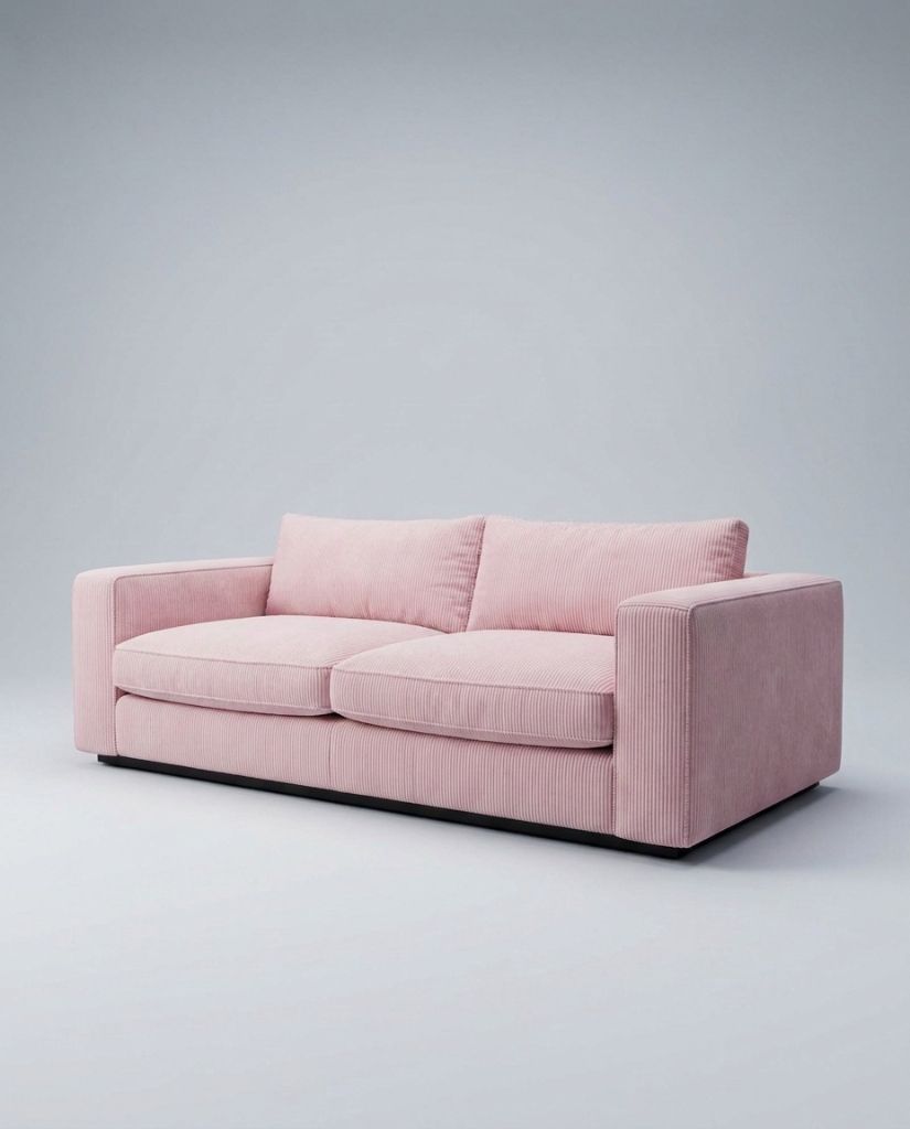 The Lazi Boi Lounge — Blush Pink Corduroy in a living room