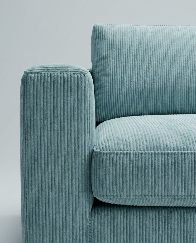 The Lazi Boi Lounge — Sky Blue Corduroy — detail view