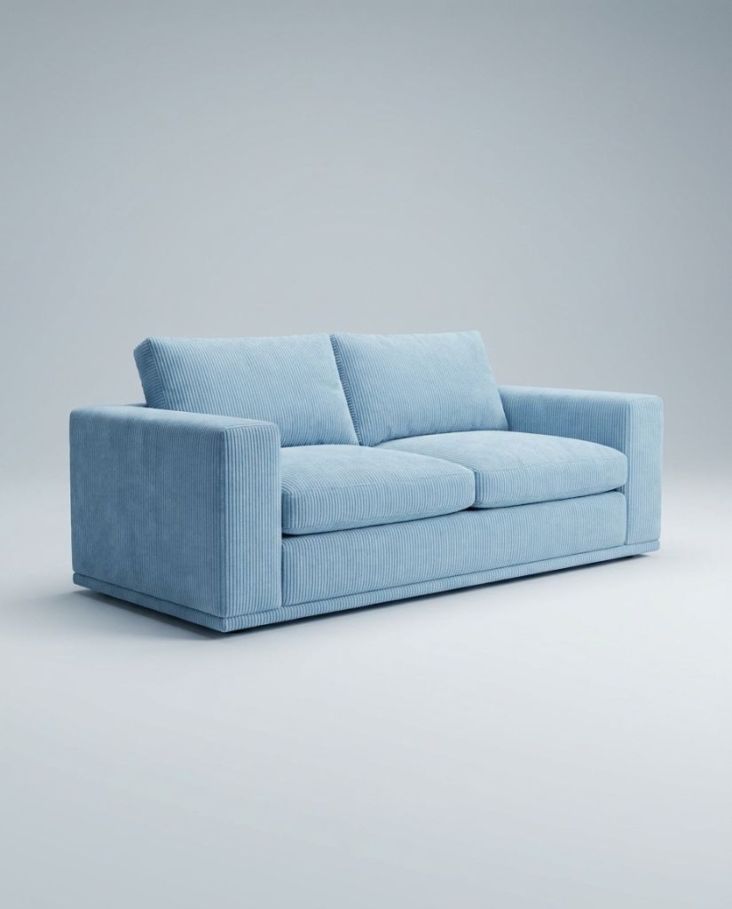 The Lazi Boi Lounge — Sky Blue Corduroy — angle view