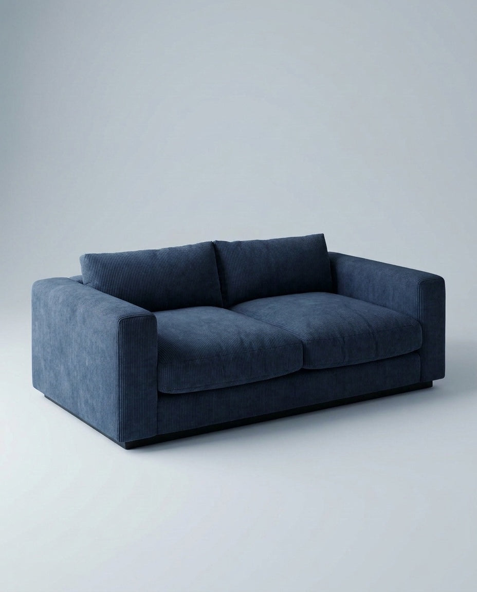 The Lazi Boi Lounge — Navy Corduroy — three-quarter view